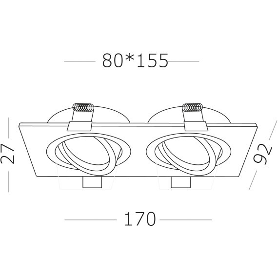 ST251.408.02 Св-к встр. Черный GU10 2*50W  IP20 L170xW92xH27 220V Без ламп Встраиваемые светильники