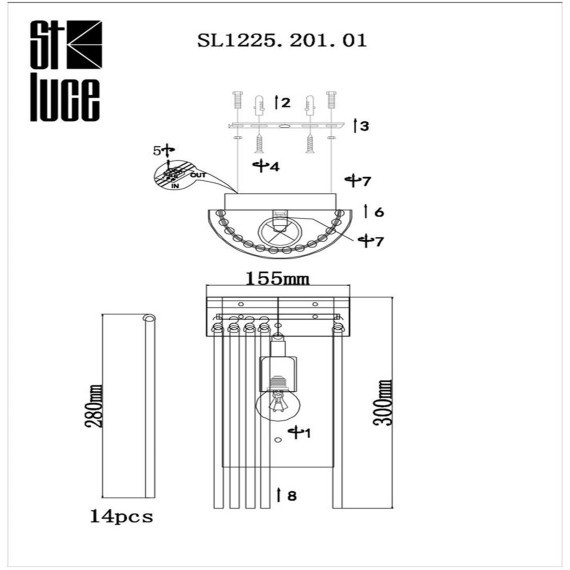 SL1225.201.01 Бра ST-Luce Золотистый/Золотистый, Прозрачный E27 1*60W CONTATTO