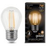105802107 Лампа Gauss LED Filament Шар E27 7W 550lm 2700K 1/10/50