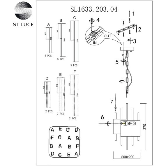 SL1633.203.04 Люстра подвесная ST-Luce Матовое золото/Матовое золото,Прозрачный E14 4*40W OLVERA