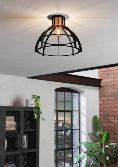 43768 STYLLINGTON STILLINGTON Потолочный светильник 1xE27 40Вт дерево/сталь черный/коричневый