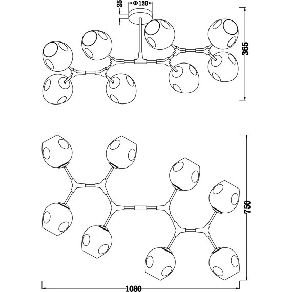 Люстра потолочная Freya FR5006CL-08B Desi под лампы 8xE27 60W