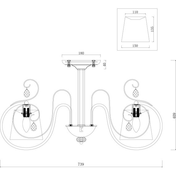 Люстра потолочная Freya FR2020-CL-05-CH Simone под лампы 5xE14 40W