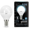 105101207 Лампа Gauss LED Шар E14 6.5W 550lm 4100K 1/10/50