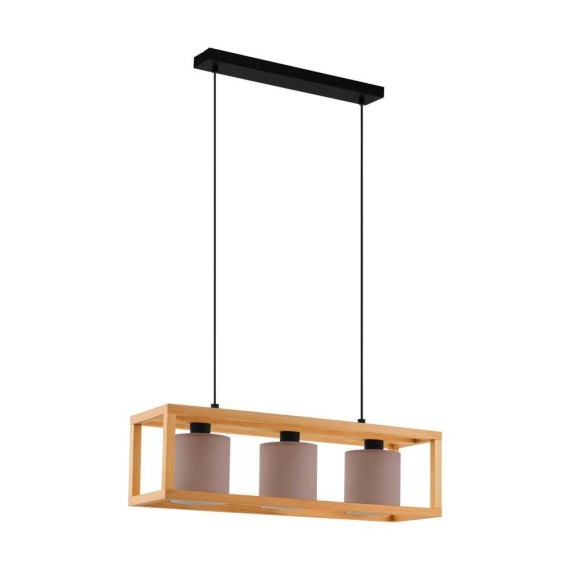 390108 EGLO GRANADOS Потолочная люстра с тремя лампами E27, 120Вт, дерево коричневое, ткань белый