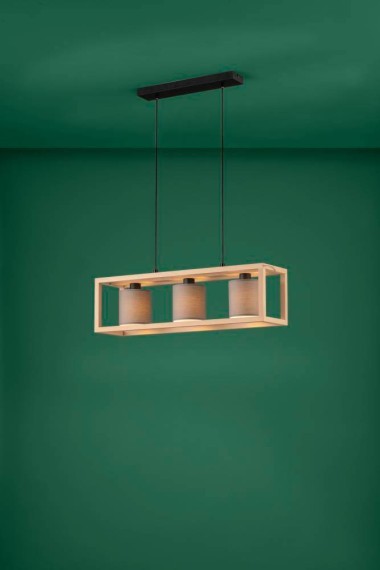 390108 EGLO GRANADOS Потолочная люстра с тремя лампами E27, 120Вт, дерево коричневое, ткань белый