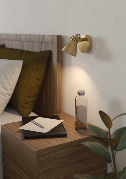 900169 Спот SERAS, GU10, 1x3W, 1X250lm, ?100, сталь, матовая латунь, золотой