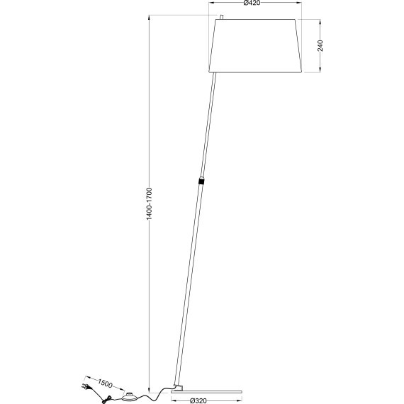 Торшер с абажуром Maytoni MOD613FL-01B Bergamo под лампу 1xE27 60W