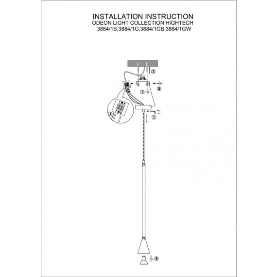 Подвесной светильник цилиндр Odeon Light 3884/1B P IPA под лампу 1xGU10 7W