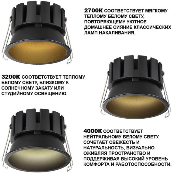 359860 Светильник встраиваемый с переключателем цв. температуры и угла рассеивания Novotech IP44 LED 18W 2700К\3200К\4000К SOLIS