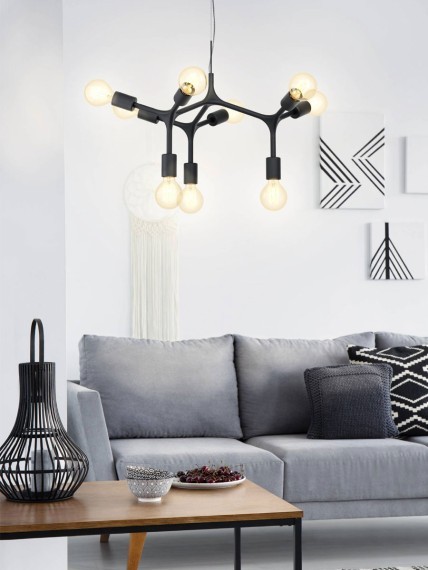 98346 BOCADELLA Люстра подвесная с 9 лампами E27, 540 Вт, стиль модерн, черный