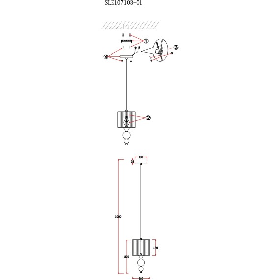 SLE107103-01 Подвес Хром/Серебристый E27 1*40W PAZIONE