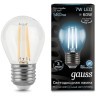 105802207 Лампа Gauss LED Filament Шар E27 7W 580lm 4100K 1/10/50