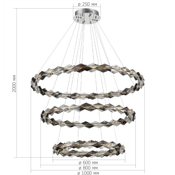 SL6009.103.03 Люстра подвесная ST-Luce Хром/Прозрачно-Дымчатый LED 1*75W 3000K DIAMANTA