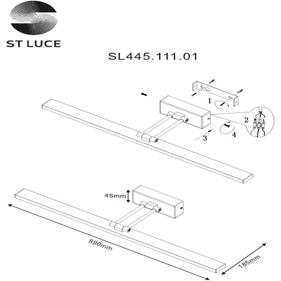 SL445.111.01 Подсветка для картин ST-Luce Хром/Хром LED 1*18W 4000K Настенные светильники