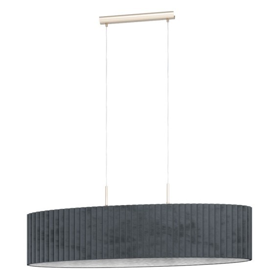 39773 TAMARESCO Двухрожковый подвесной светильник с 2 лампами E27, 80Вт, серый тканевый абажур, никелевый