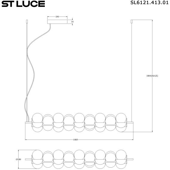 SL6121.413.01 Светильник подвесной ST-Luce Черный/Белый LED 1*30W 3000K TALISMAN
