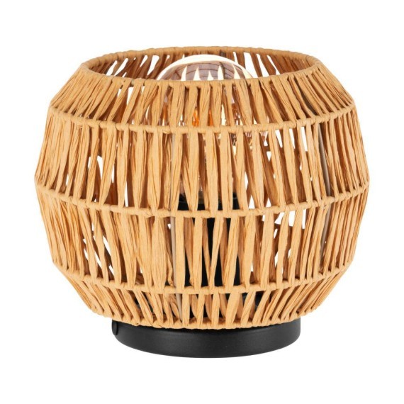 44145 SHELDON Настольная лампа с бумажным абажуром, 1xE27, 40Вт, механический выключатель, черный, коричневый, D120, сталь