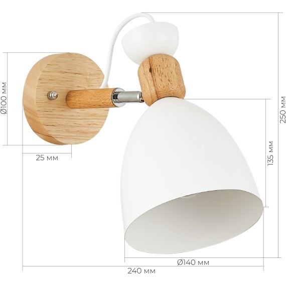 SLE103801-01 Светильник настенный Светлое дерево, Белый/Белый E27 1*60W BALCAMO