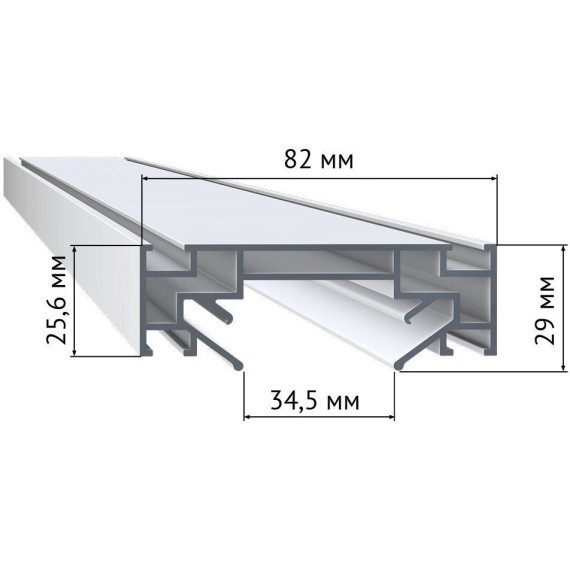 ST001.129.00 Профиль 2м для монтажа однофазного шинопровода в гарпунный натяжной потолок