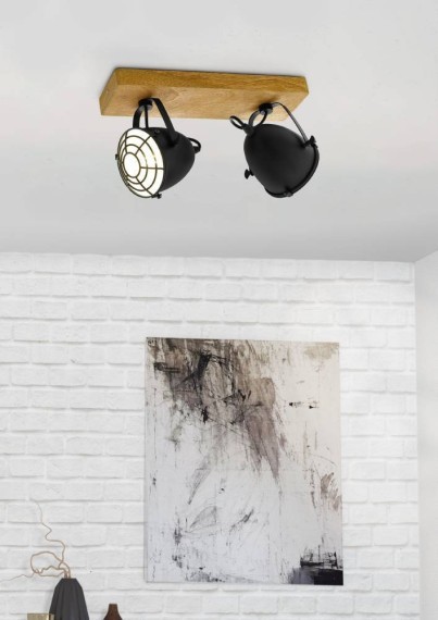 44092 EGLO GATEBECK Спот 2xE14 80Вт IP20 дерево металл черный коричневый