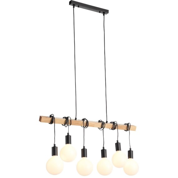 SL1142.403.06 Светильник подвесной Черный, Светлое дерево E27 6*60W BAGETTI