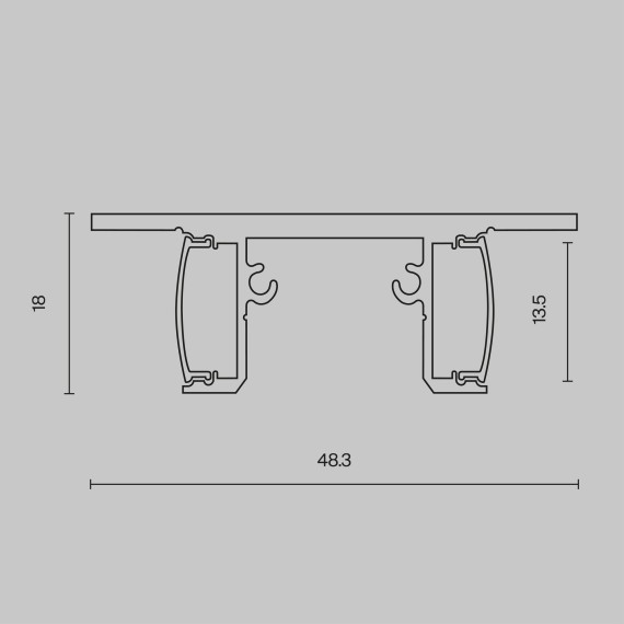 Алюминиевый профиль накладной 18x48 ALM-1848-W-2M