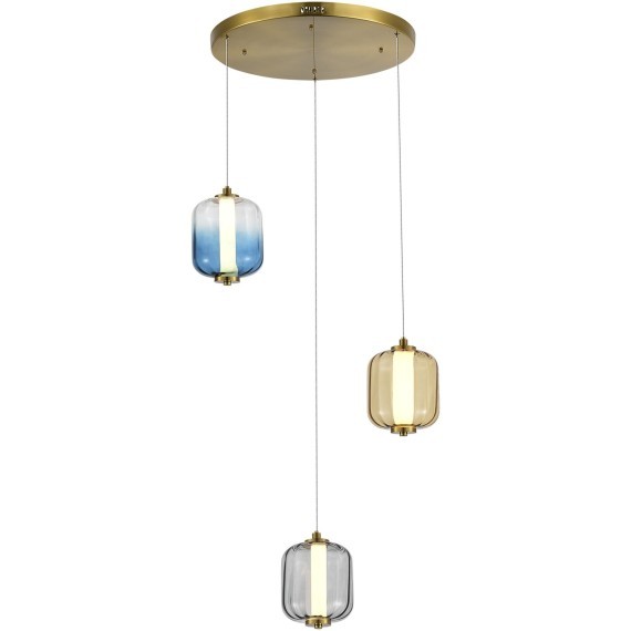 SL1193.303.03 Светильник подвесной ST-Luce Латунь/Янтарный,Дымчатый,Голубой LED 3*11,2W 3000K SUMMER