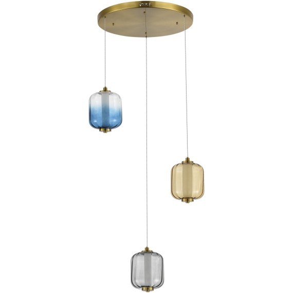 SL1193.303.03 Светильник подвесной ST-Luce Латунь/Янтарный,Дымчатый,Голубой LED 3*11,2W 3000K SUMMER