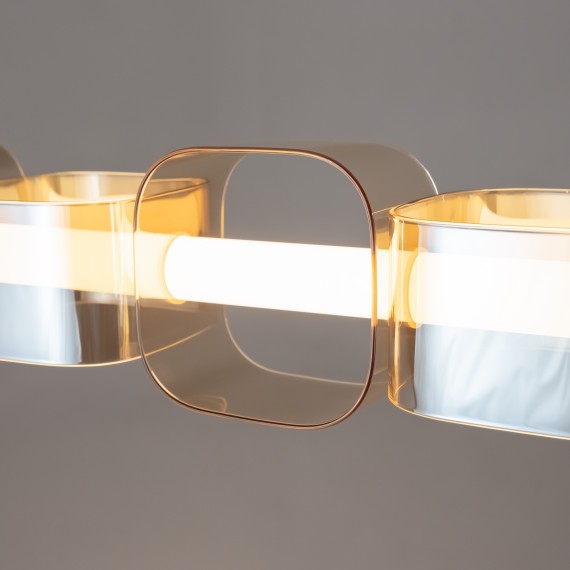 Подвесной светодиодный светильник с оранжевыми стеклянными плафонами LED 45Вт RA80 2500лм 3000К Maytoni Ritmo MOD381PL-L45B3K