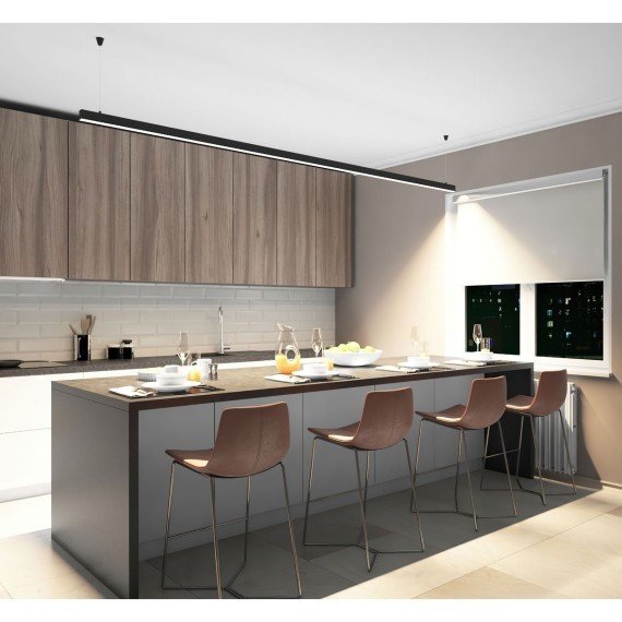 DK9304-BK Линейный черный светодиодный влагозащищенный светильник 300см, накладной/подвесной, тросы 2м в компл. 72Вт 6200Лм 4000К 120° CRI90 RAL9005 IP44 DENKIRS HALS