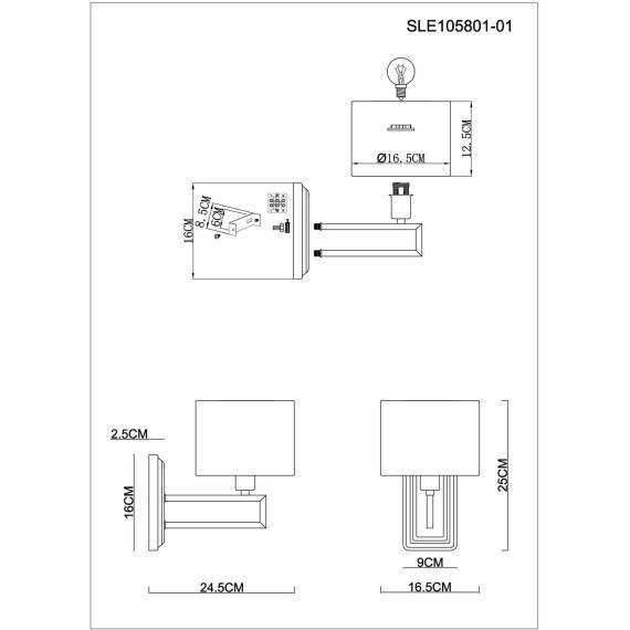 SLE105801-01 Светильник настенный Матовое золото/Белый E14 1*40W DANAE