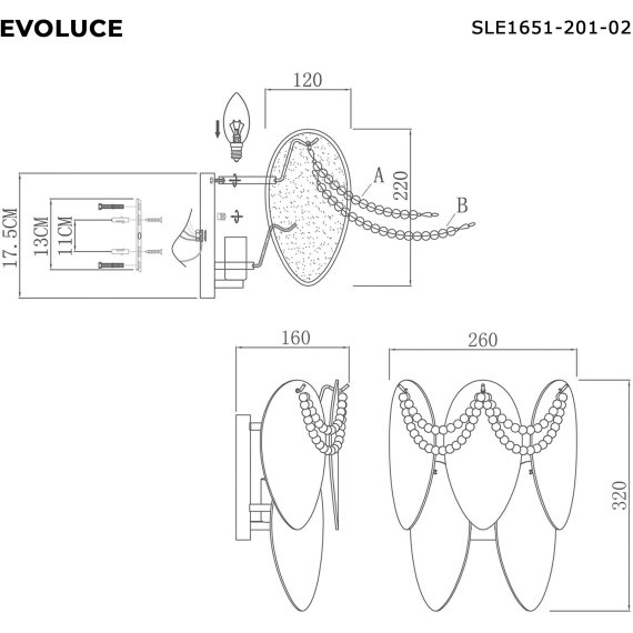 SLE1651-201-02 Светильник настенный Золотистый/Молочно-Белый E14 2*40W ROOMI