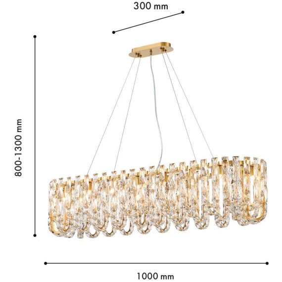 4721-18P, подвесная люстра, L1000xW300xH800/1300, 18xG9x40W, excluded