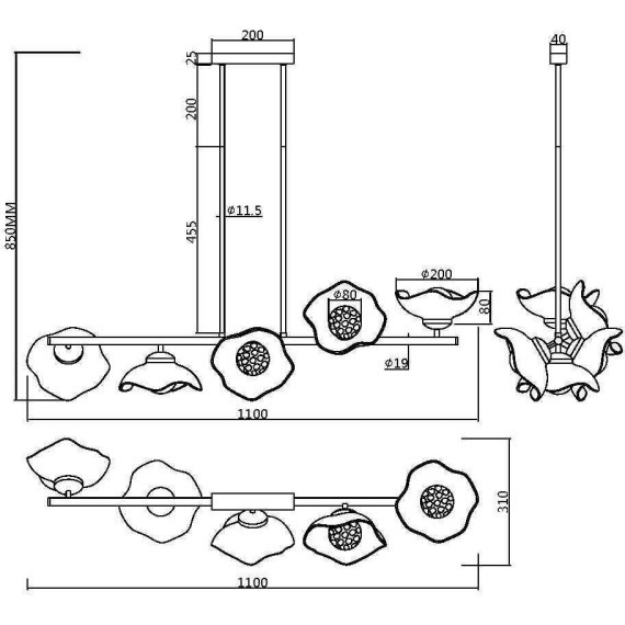 Подвесной светильник Maytoni MOD207PL-05BS