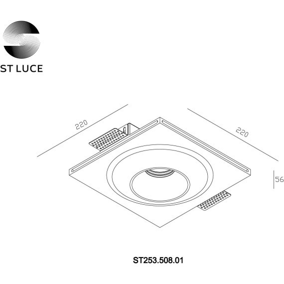 ST253.508.01 Св-к встр. из гипса Белый GU10 1*50W  IP20 L220xW220xH58 180-240V Без ламп Встраиваемые светильники