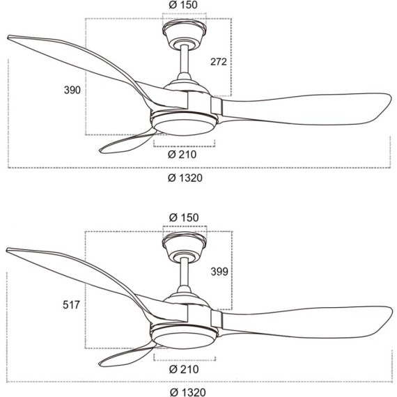 7701/24L VIVA LED SN24 Люстра-вентилятор черный LED 24Вт 3000-6000K D1220 пульт ДУ STORM