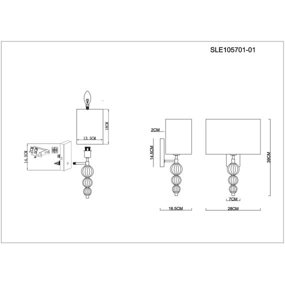 SLE105701-01 Светильник настенный Хром/Светло-бежевый E14 1*40W RAMER