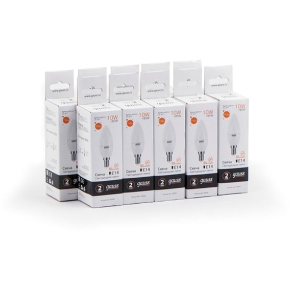33110 Лампа Gauss LED Elementary Свеча 10W E14 880lm 3000K 1/10/100
