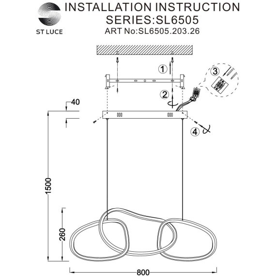 SL6505.203.26 Светильник подвесной ST-Luce Золотистый/Золотистый LED 1*26W 4000K ABRA