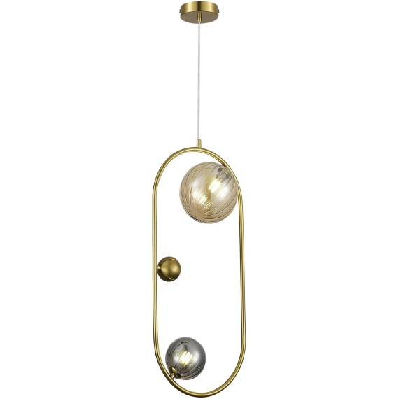 SL1515.303.02 Светильник подвесной ST-Luce Латунь/Янтарный,Дымчатый G9 2*5W 4000K SPHERE