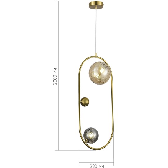 SL1515.303.02 Светильник подвесной ST-Luce Латунь/Янтарный,Дымчатый G9 2*5W 4000K SPHERE