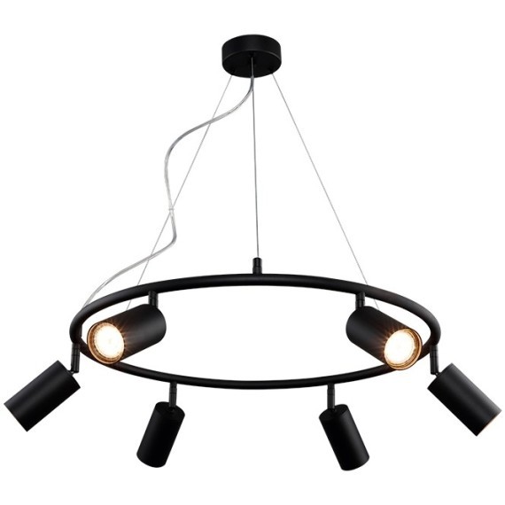 Светильник подвесной черный с плафонами цилиндрами 60см, 6 ламп GU10 Crystal Lux RIVO SP6 BL 4240/306