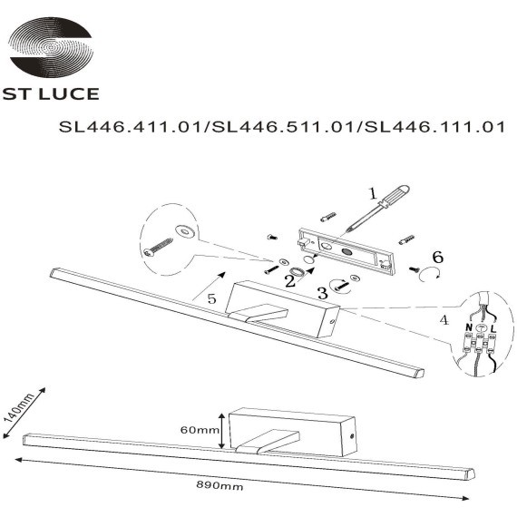 SL446.411.01 Подсветка для картин ST-Luce Черный/Белый LED 1*18W 4000K Настенные светильники