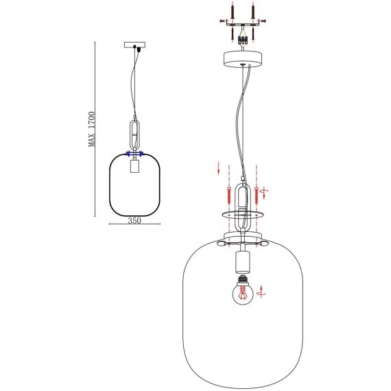 SL1050.713.01 Светильник подвесной ST-Luce со стеклянным плафоном и цоколем E27 BURASCA