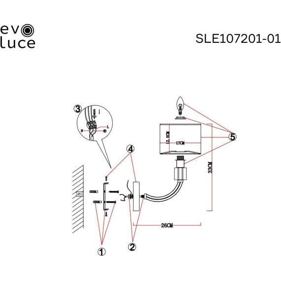 SLE107201-01 Светильник настенный Хром/Светло-серый E14 1*40W SNERE