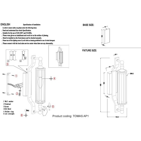 Бра Crystal Lux TOMAS AP1 BRASS