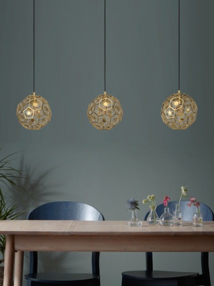 39757 SKOURA Подвесной светильник с тремя лампами E27, 180Вт, винтаж, латунь