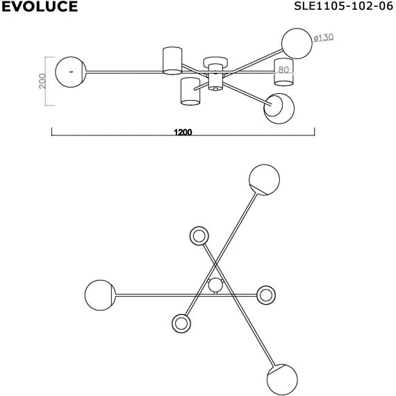 SLE1105-102-06 Светильник потолочный Хром/Белый GU10+E27 3+3*5+60W RAITO
