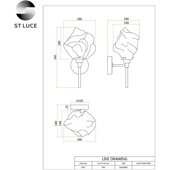 SL1175.301.01 Бра ST-Luce Латунь/Янтарный E14 1*40W PORTICI